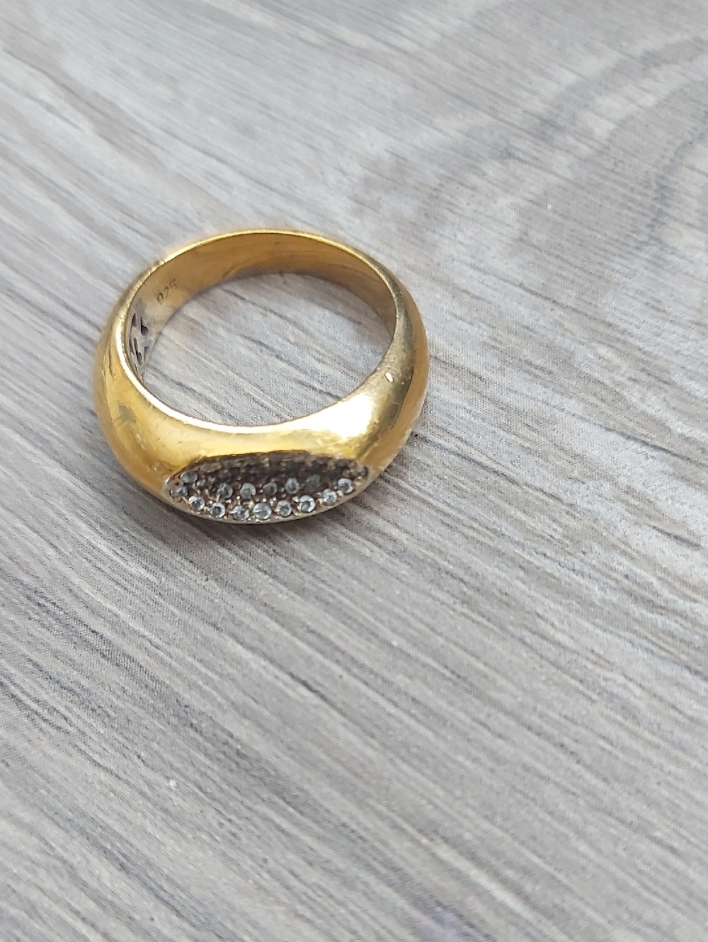925 Gold-Tone Pavé Crystal Dome Ring - Women Jewelry